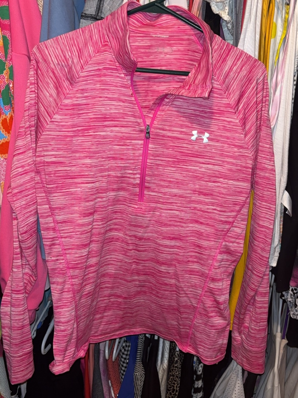 Under Armour Pink Space-Dye Quarter Zip Pullover